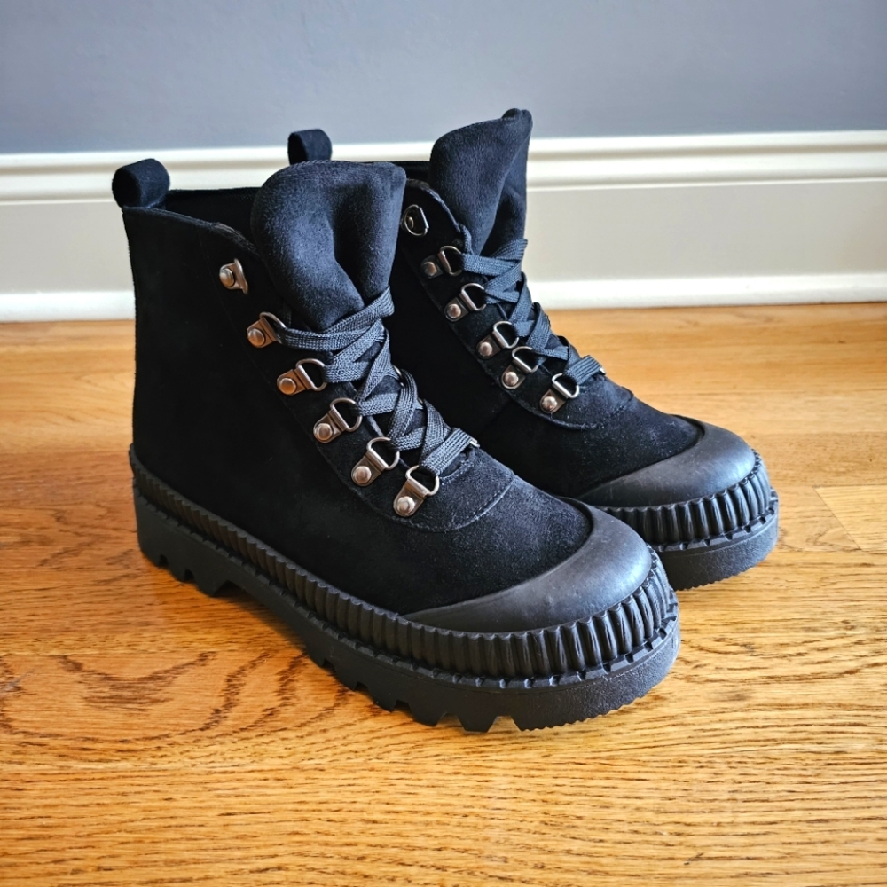 NEW! Mata Faux Suede Ankle Black Boots